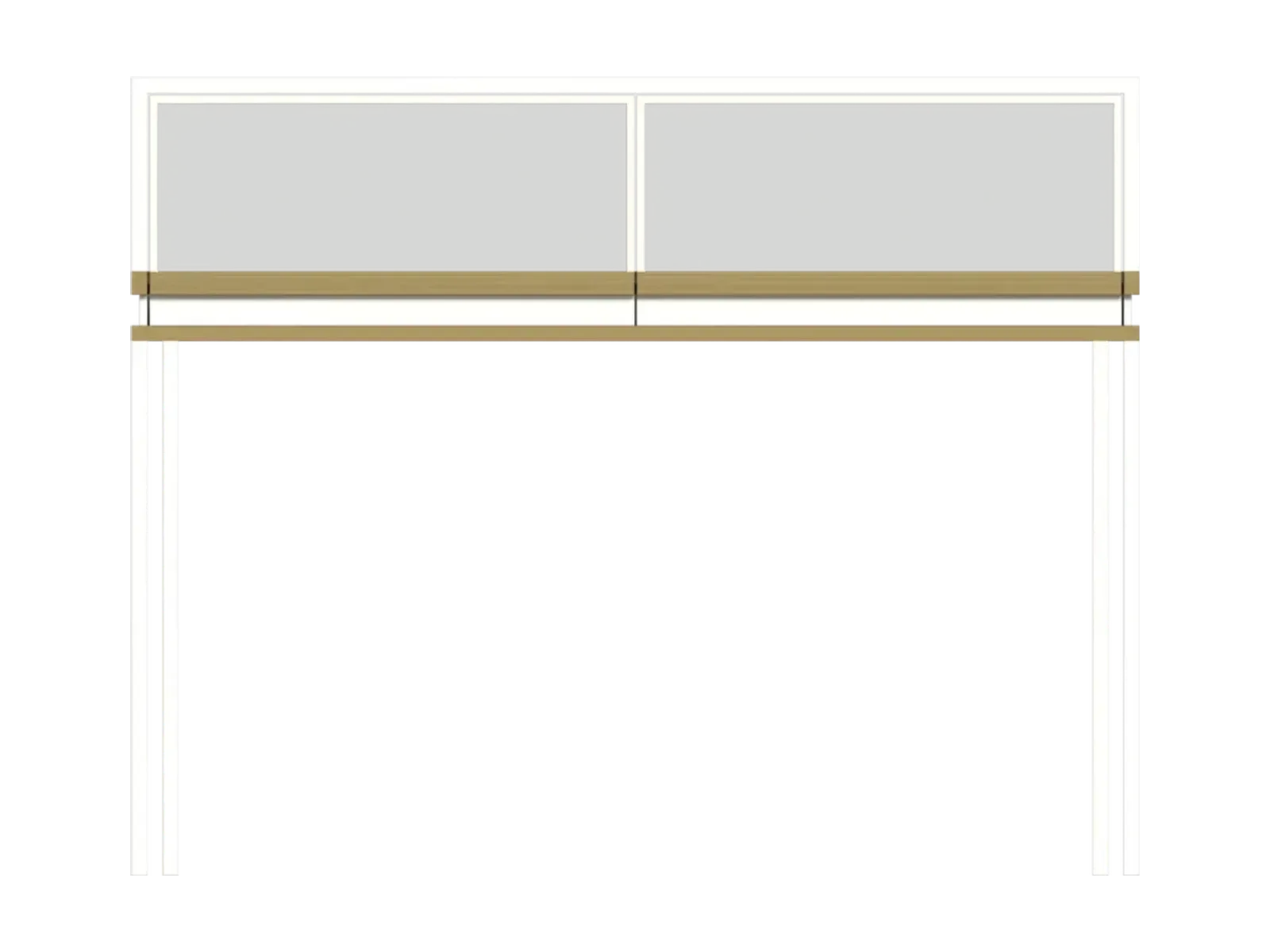 front view of two-tone U-shaped low jewelry counter