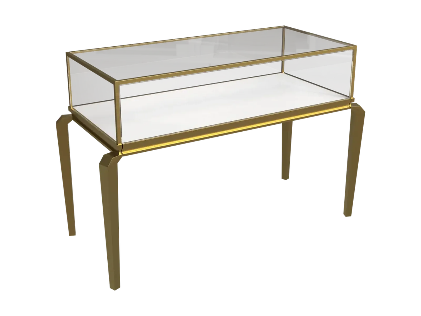 perspective view of curved-leg low jewelry counter