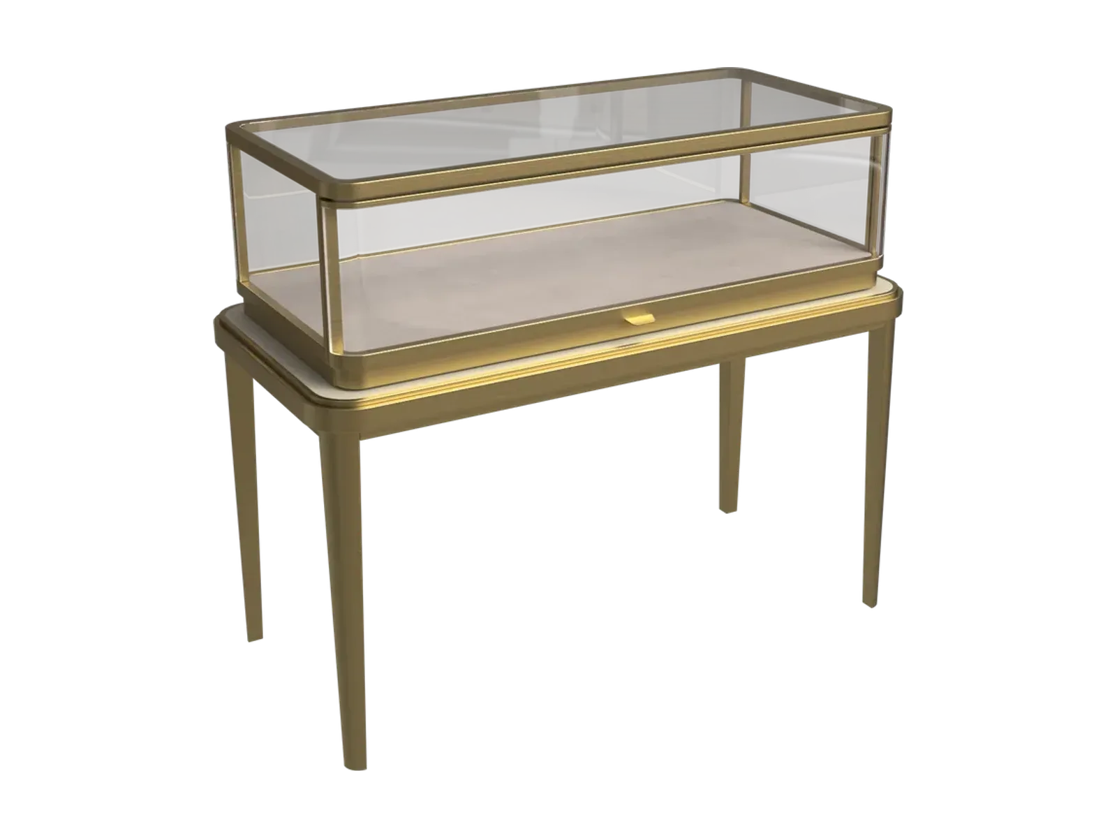 front view of straight-leg rounded low jewelry counter