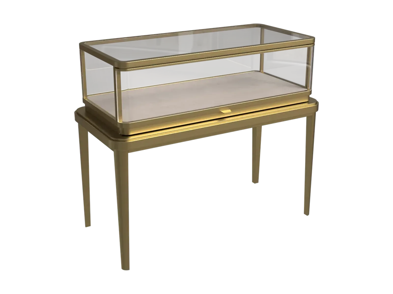 leather finish view of straight-leg rounded low jewelry counter