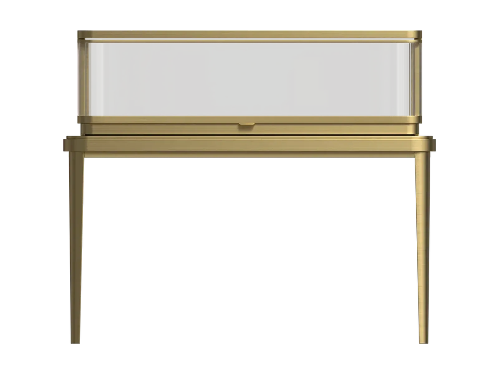 metal finish view of straight-leg rounded low jewelry counter