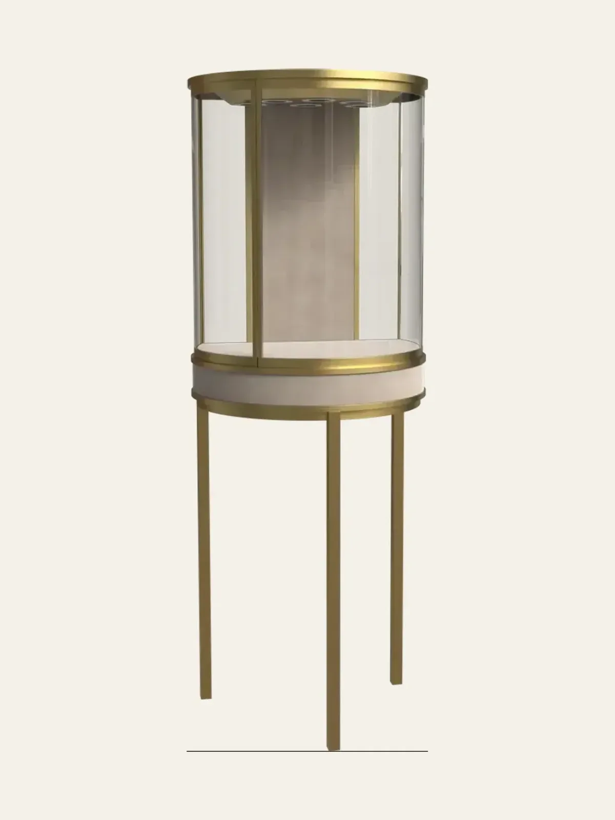 view 1 of cylindrical arc glass tall cabinet