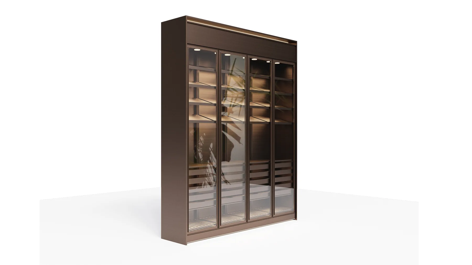 Black titanium stainless steel glass cabinet concept