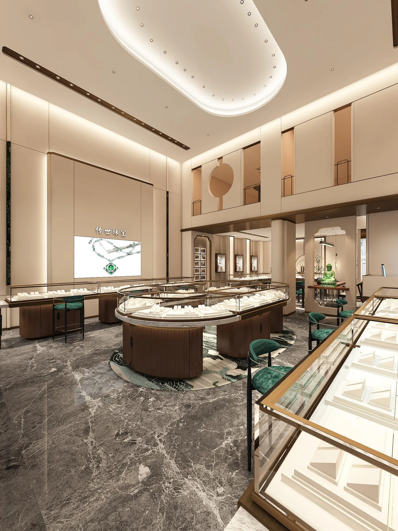 Large jewelry store full showcase design